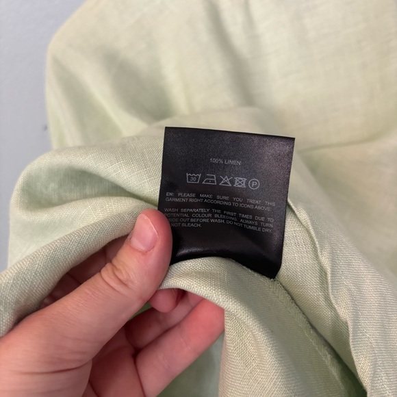 Adeptt Women's Rowan's Linen Assymetrical Blouse Tea Green XL Lagenlook Oversize - Picture 13 of 13